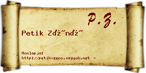 Petik Zénó névjegykártya